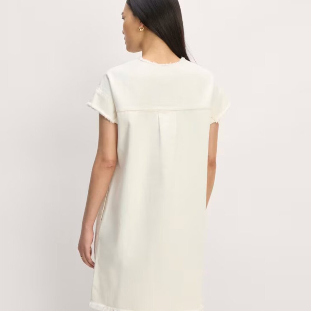 NWOT Everlane Denim Workwear Dress w/ Frayed Hem - Bone - Size XXL - Picture 3 of 15